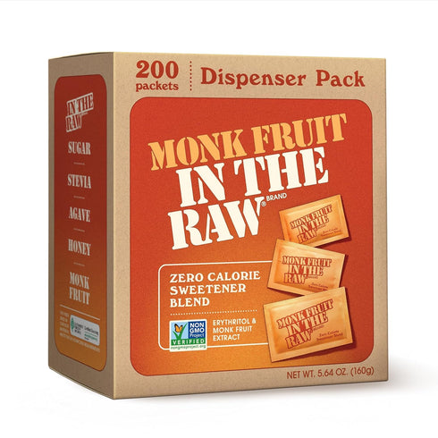 Monk Fruit In The Raw Sweetener Packets, 200 Ct, Keto Certified Monk