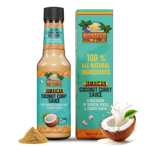 Montego Island Foods Jamaican Coconut Curry Sauce New Enhanced Recipe with Real