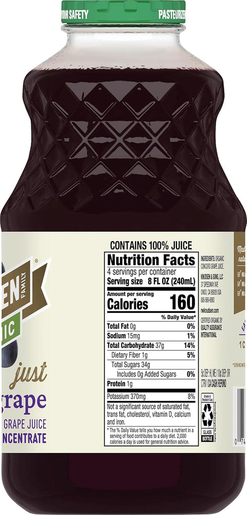 32 R.W. Knudsen Organic Just Concord Grape Juice, fz