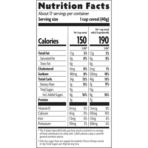 24 oz (Pack 2), EnviroKidz Organic Choco Chimps Cereal, of Chocolate, Gluten Free, Non-GMO, Fair Trade, by Nature's