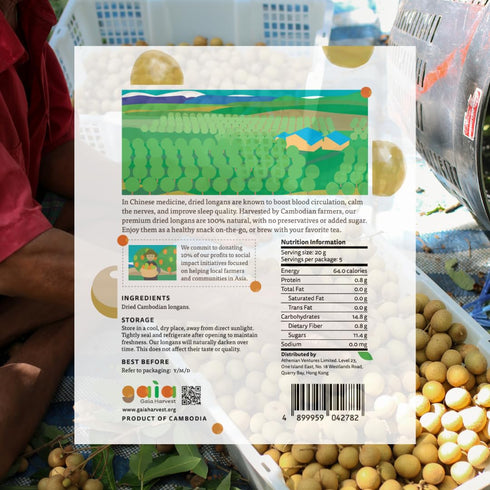 GAIA HARVEST Pack 4 (4 100g) 100% Dried Longan of x | Natural Dried Fruit | No Preservatives or Added Sugar | Rich
