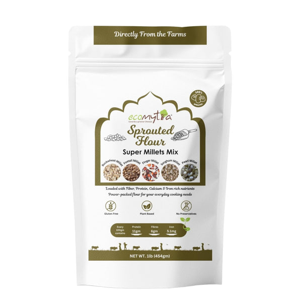 Ecomytra Sprouted Super Millets Mix Flour 100% Sprouted Ancient Millet Grains Gluten Free,