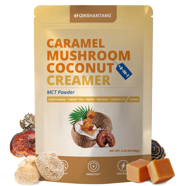 Mushroom Coffee Creamer, Caramel Creamer, Probiotics, MCT Powder and 6 Mushrooms |