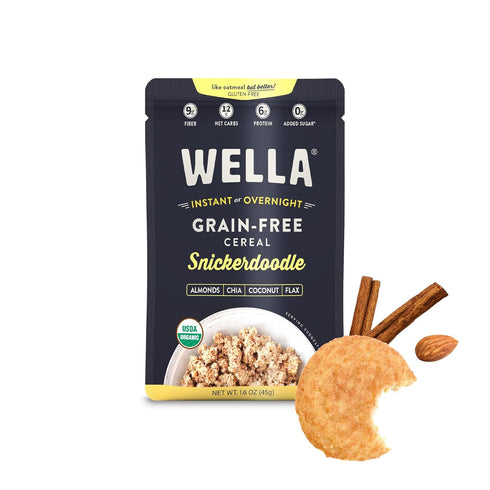 Packets, (5 Count, 1.6 oz. Packets) Wella Cereal Oatmeal Alternative, Gluten-Free Breakfast Hot Cereal, Grain-Free