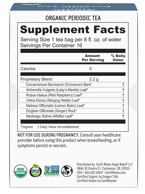 Earth Mama 32 Organic Periodic Tea | Herbal Tea to Support Hormone Balance, Reproductive and Menstrual Cycle Health |