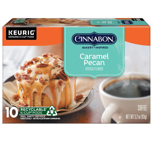 CINNABON 60 Count (6 Packs 10) Caramel Pecan Coffee, Keurig Single Serve K-Cup Pods