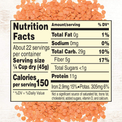 35.3 Pack 2 Roland Foods Dried Split Red Lentils, Ounce Bag