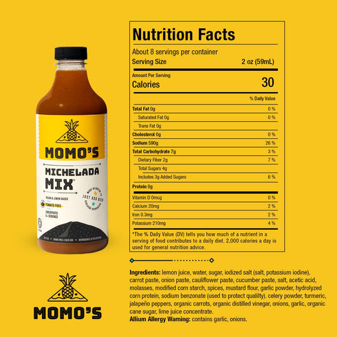 Pack 1 (16 Oz) Momo's Michelada Mix - Tomato-Free, Vegan, Lemon-Based, Central American-Inspired Refreshing Fiesta