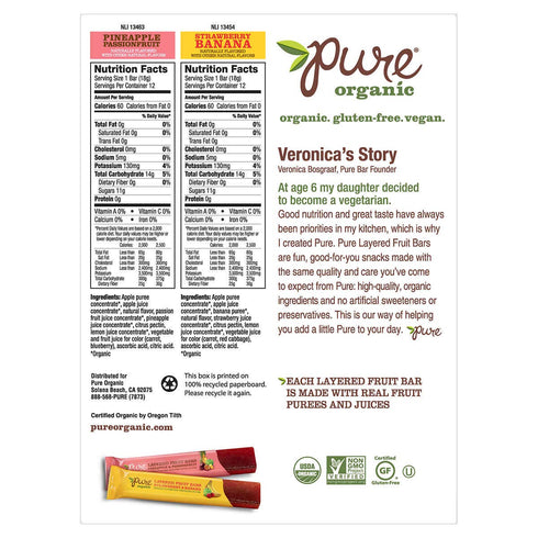 Pack, 0.63 oz, 24-count (2 Pack) Pure Organic Layered Fruit Bars, Variety