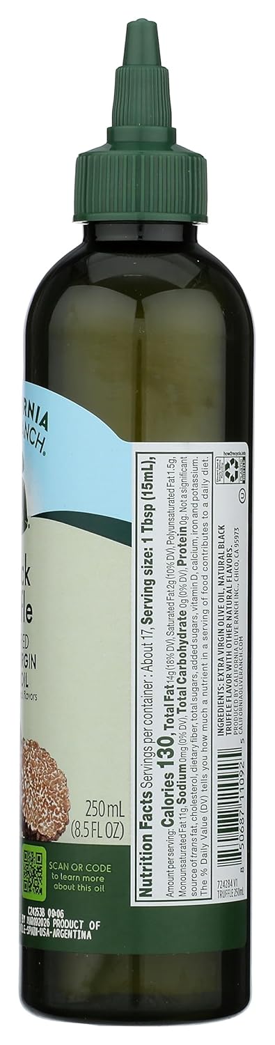 8.5 CALIFORNIA OLIVE RANCH Black Truffle Extra Virgin Olive Oil Chefs Bottle, FZ