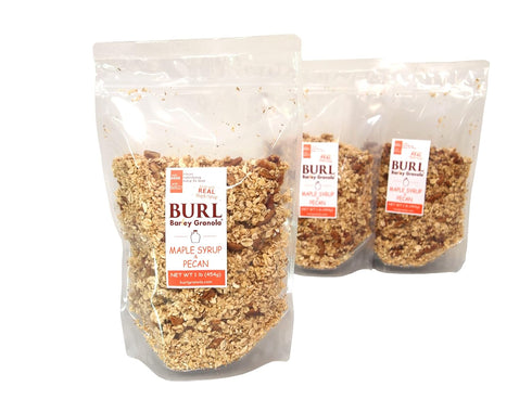 Burl Barley Granola, Maple Syrup & Pecan Granola, 1 lb, 3 Pack,