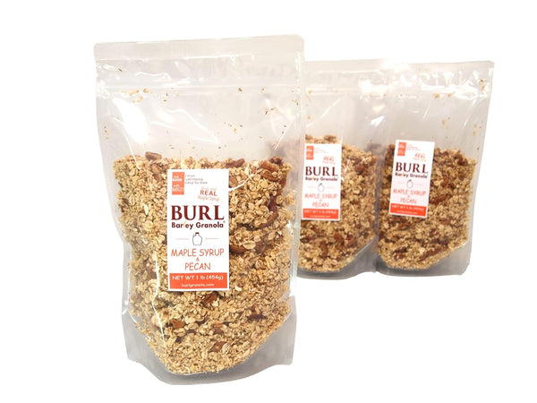 Burl Barley Granola, Maple Syrup & Pecan Granola, 1 lb, 3 Pack,