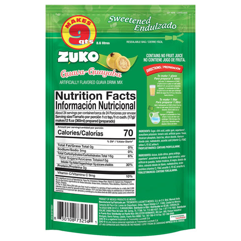 Pack 14.1 (Pack 6) Zuko Guava Instant Powder Drink | Family | No Sugar Needed | Vitamin C | Ounce