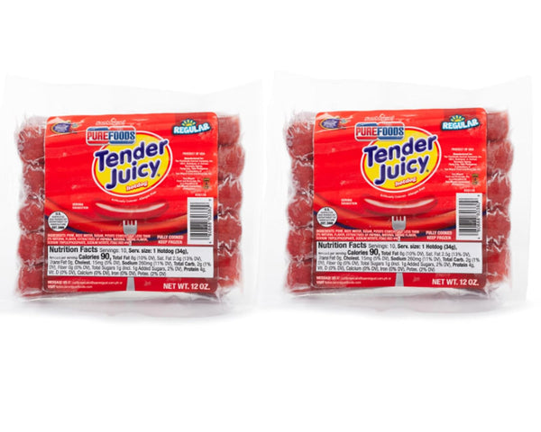 Purefoods Tender Juicy Hotdog Regular, 2 Packs (12 oz), Filipino Favorites, Filipino