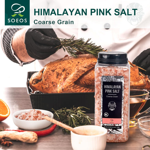 39Oz (2.4 Soeos Himalayan Salt, Coarse Grain, Pound), Non-GMO Himalayan Pink Salt, Kosher Salt, Sea Salt for Grinder