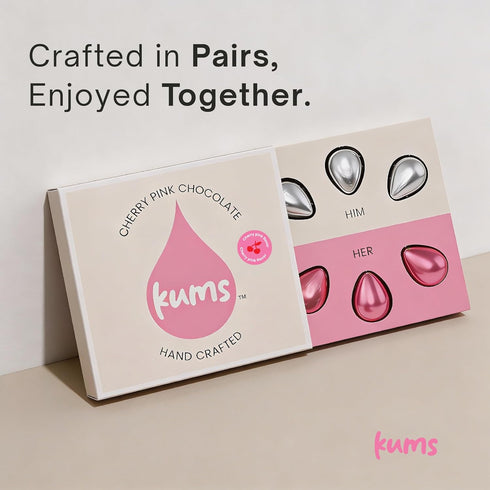 (1 Kums Pink Cherry Rose Chocolate Tabs for Couples Box) Premium Pink Cherry Tab Chocolate for Men & Women | Vegetarian