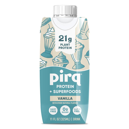 21g 25 0g (12 Pack) Pirq, Dairy Free Protein Shake, Superfoods, Sugar, Plant-Based Protein Drink, Gluten-Free, Vegan
