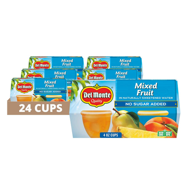Del Monte Mixed Fruit Snack Cups in Water, No Sugar Added, 4