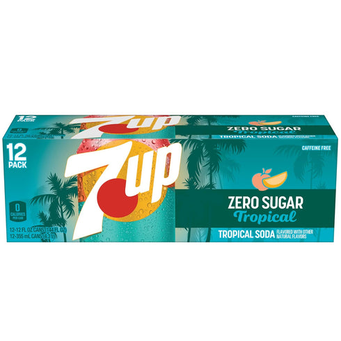 7UP 12 oz 12 pack Tropical Zero Sugar Soda, fl cans