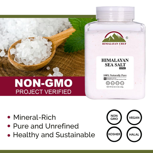 5 lbs 100% 84 Himalayan Chef Sea Salt Fine Grain Himalayan Salt, Bulk Bag - Natural, Unrefined, Kosher, Rich in Organic