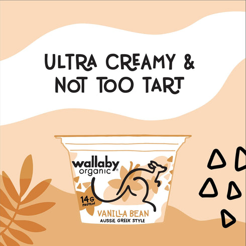 32 oz. Wallaby Organic Aussie Greek Whole Milk Yogurt, Vanilla Bean, USDA Organic
