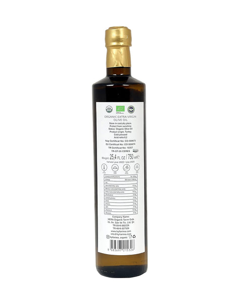 24.5 oz (750ml) 100% Hyllarima Organic Extra Virgin Olive Oil fl | Early-Harvest | First Cold Pressed | Organic