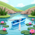 Yxinjy 1 Set Lovely Miniature Blue Rowboat Little Resin Boat Canoe Model with Oars for Miniature Cake Topper Decoration