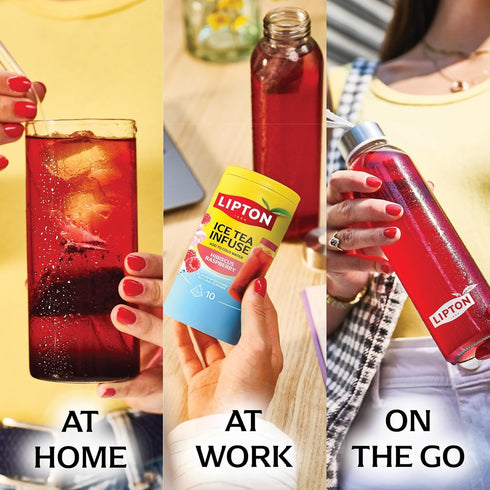 10ct/1ea Pack) Lipton Ice Tea Infuse (Hibiscus Rapberry, Green Tea Citrus, Black Tea Peach) - Cold Brew Tea Bags