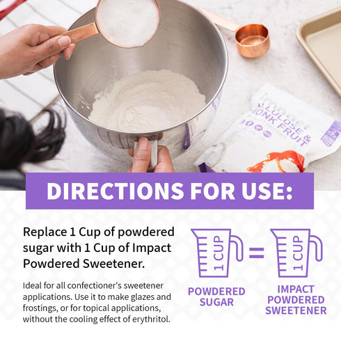 Impact Monk Fruit Allulose Sweetener, Zero Calorie Baking Essential, Keto Friendly Sugar Substitute, 1lb