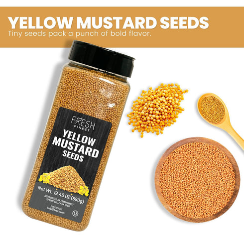 550G (19.40oz) Fresh Finest Whole Bold Yellow Mustard Seed, Kosher & Non-GMO