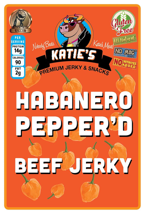 Katie's Beef Jerky - Habanero Peppered Beef Jerky (Pack of 3), Spicy