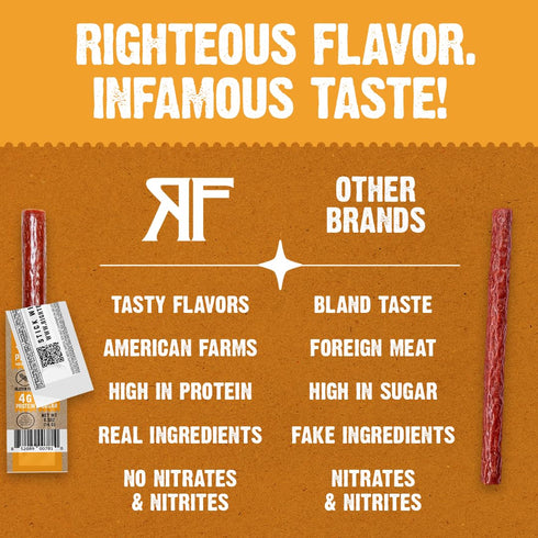 100% 24 Count Righteous Felon Mini Meat Sticks | Pork Sticks | Keto, Gluten Free, Low Sugar, High Protein Snacks |