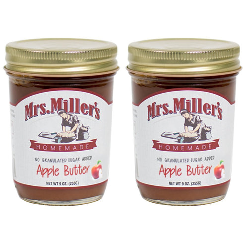 Mrs. Miller's Amish Homemade Apple Butter No Granulated Sugar Added Jam 9 Ounces -