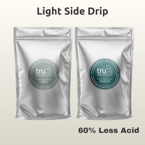 Pack, 3 oz Truecup Low Acid Light and Medium Roast Coffee Sample each