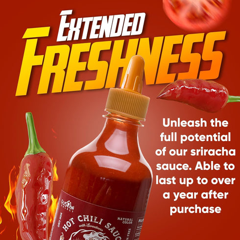 Fusion Select 10 Oz Sriracha Hot Sauce - Gourmet Spicy & Sweet Chili Sauce Seasoning for Cooking, Pizza, Stir Fry, Chicken, Meat, Taco - Made from Sun Dried Chilies, Natural Color