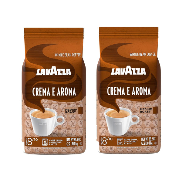 Lavazza Crema e Aroma Whole Bean Coffee, Medium Roast, Arabica and Robusta