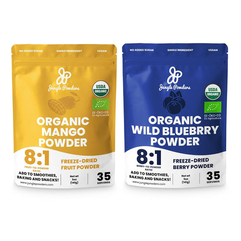 Jungle Powders Exotic Fruit Flavor Bundle: Organic Mango Powder 5oz & Wild