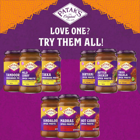 11 10 oz 6-Pack Patak's Vindaloo Spice Paste, Hot Indian Curry with Expertly Blended Spices, Gluten-Free & Vegan