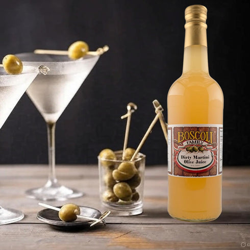 25 oz Pack 2, Boscoli Dirty Martini Olive Juice - Bottle, of All Natural, Gluten-Free - Premium Cocktail Mixer