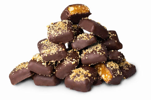4oz brittle-brittle Roasted Almond Toffee Candy with Dark Chocolate, Handcrafted Gourmet Dessert, Individually Wrapped
