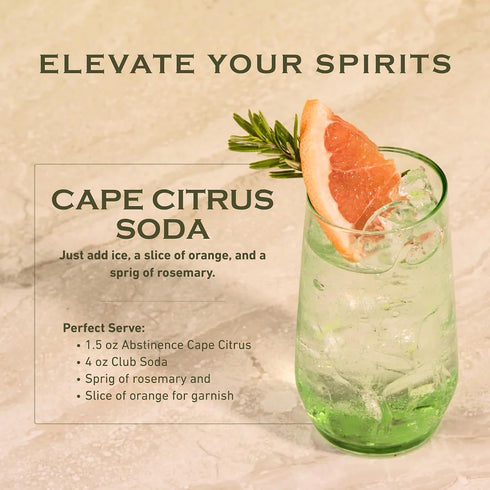 750ml, Abstinence Cape Citrus Non Alcoholic Spirit, Award-Winning, Calorie-Free, Sugar-Free, Botanical Inspired