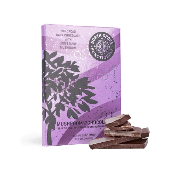 Organic Lion's Mane Mushroom 70% Dark Chocolate Bar | Functional Mushroom Supplement