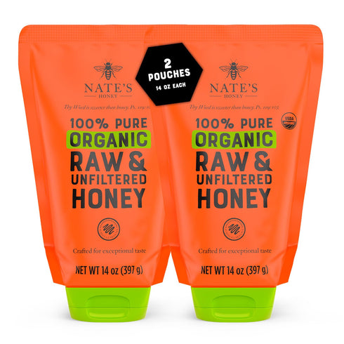 Nate's Organic Honey - 100% Pure USDA Organic Raw & Unfiltered Honey