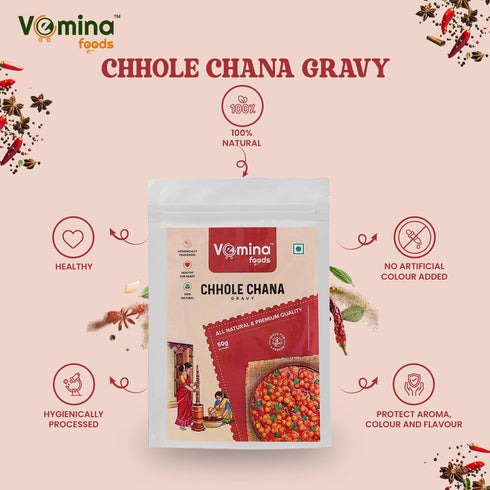 50g, VEMINA Chhole Chana Gravy Powder Authentic Indian Spice Mix for Chickpea Curry, Punjabi-Style Chana Masala