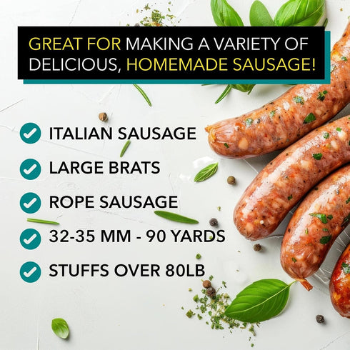 32 35 MM 90 80lb 1 1/4"-1 3/8" The Sausage Maker Natural Hog Sausage Casings To Yards Whole Hank, Stuffs Over Meat