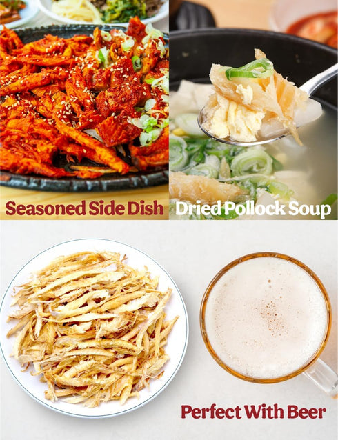 100g 3.5oz NICE WITCH'S Dried Pollack Shredded / - Naturally Air-Dried in Korea, High-Protein Soup Ingredient Naturally
