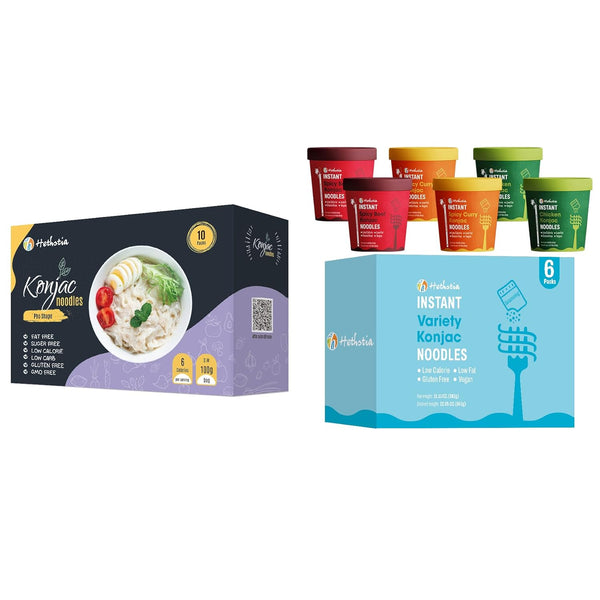 Hethstia Konjac Pho & Konjac Pho Cup Soup Variety, Low Carb Shirataki
