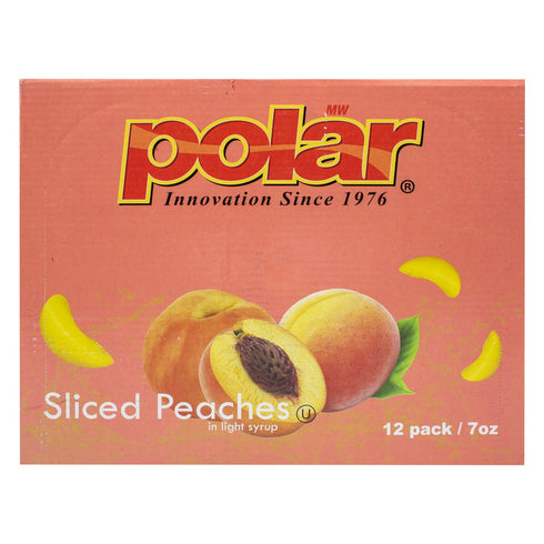 7 (Pack 12) MW Polar Snack Cup, Sliced Peaches in Light Syrup, Ounce