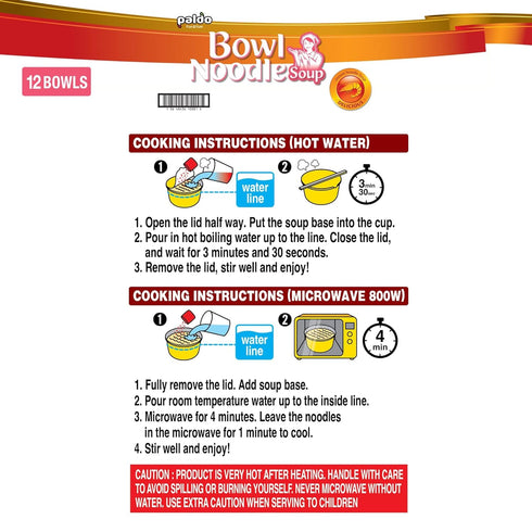 Pack 12, 86g (3.03 oz) 12 Paldo Fun & Yum Instant Cup Noodle Soup Bowl with Seafood Shrimp Flavored Broth, of Best