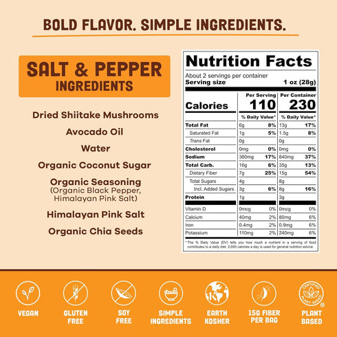 Pan's Mushroom Jerky, Organic Vegan Snacks, Dried Shitake Mushrooms, Gluten Free, 2.2 Ounce Pack